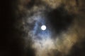 Full moon in a midnight sky with clouds and copy space Royalty Free Stock Photo