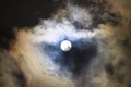 Full moon in a midnight sky with clouds Royalty Free Stock Photo