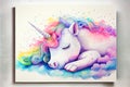 Colorful fun baby unicorn sleeping