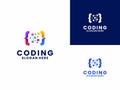 Colorful and Fun Coding logo design vector. Modern code logo design template