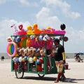 Colorful and fun tent of beach toys