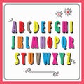 Colorful funky capital alphabet letters set poster