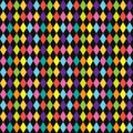 Colorful funky circus style diamond pattern on black background