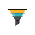 Colorful Funnel Icon Filtering and Segregation Concept Graphic Illustration Royalty Free Stock Photo