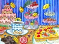 Colorful funny bees in sweetshop Royalty Free Stock Photo