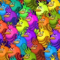 Colorful Funny Birds, Seamless