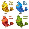 Colorful Funny Birds Set