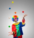 Colorful funny clown juggling balls