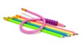 Colorful funny flexible pencils Royalty Free Stock Photo