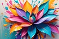 Colorful Fusion: Abstract Painting Featuring a Fusion of Vivid Colors, Indistinct Flower Shapes Blending Together in Vibrant