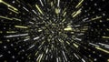 Colorful futuristic animation of sci-fi endless tunnel on the black background. Animation. Hypnotic abstract animation