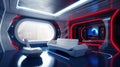 Colorful and Futuristic Interior Design: Cobalt Blue and Ruby Red with Bionic Touch