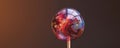 Colorful galaxy design inside a clear lollipop