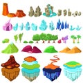 Colorful Game Islands Landscape Elements Set
