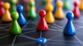 Colorful Game Pieces on a Network Board Royalty Free Stock Photo