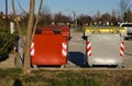 Colorful garbage bins at the side of a road Italy, Europe Royalty Free Stock Photo