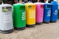 Colorful garbage cans for different kind of garbage