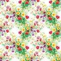 Colorful garden flowers Seamless pattern