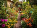 Colorful garden in full bloom