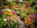 Colorful garden in full bloom