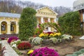 Colorful garden at Hincu monastery Royalty Free Stock Photo