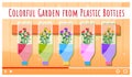 Colorful garden from plastic bottles, video tutorial, video player interface for internet