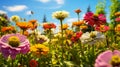 A Colorful Garden with Vibrant Blossoms AI generated