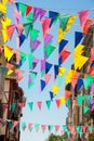 Colorful garlands decorating the streets of the city of Bayonne Royalty Free Stock Photo