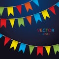 Colorful garlands on white background. Royalty Free Stock Photo