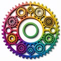 Colorful gear wheel on white background. Vector illustration. Eps 10. Royalty Free Stock Photo