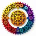 Colorful gear wheel on white background. Vector illustration. Eps 10. Royalty Free Stock Photo