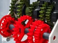 Colorful gears in a mechanical assembly showcase intricate design Royalty Free Stock Photo