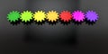 Colorful gears in row Royalty Free Stock Photo