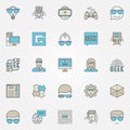 Colorful geek icons set