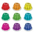 Colorful gelatin jelly assortment, vector