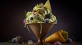 Colorful Gelato Al Pistachio Ice Cream Splashing in Classic Retro or Vintage Style AI Generative