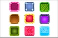 Colorful Gems Flash Game Element Templates Design Set With Square Candy For Three In The Row Type Of Video