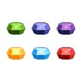 Colorful gems set. fantasy jewelry gems, stone for game. Vector illustration Royalty Free Stock Photo