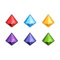 Colorful gems set. fantasy jewelry gems, stone for game. Vector illustration Royalty Free Stock Photo