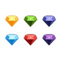 Colorful gems set. fantasy jewelry gems, stone for game. Vector illustration Royalty Free Stock Photo