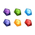 Colorful gems set. fantasy jewelry gems, stone for game. Vector illustration Royalty Free Stock Photo