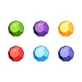 Colorful gems set. fantasy jewelry gems, stone for game. Vector illustration Royalty Free Stock Photo