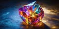 A colorful gemstone sits on a dark surface Royalty Free Stock Photo