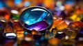A colorful gemstone is surrounded by other gems, AI