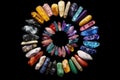 colorful gemstones collection arranged in a circle