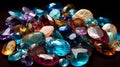 Colorful gemstones, mix of different shapes and colors, precious gems