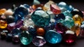 Colorful gemstones, mix of different shapes and colors, precious gems