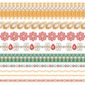 Colorful gemstones seamless horizontal borders set