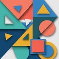 Colorful geometric abstract composition with overlapping shapes on a Royalty Free Stock Photo