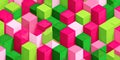 Vibrant Pink and Green Abstract 3D Cubes Background Royalty Free Stock Photo